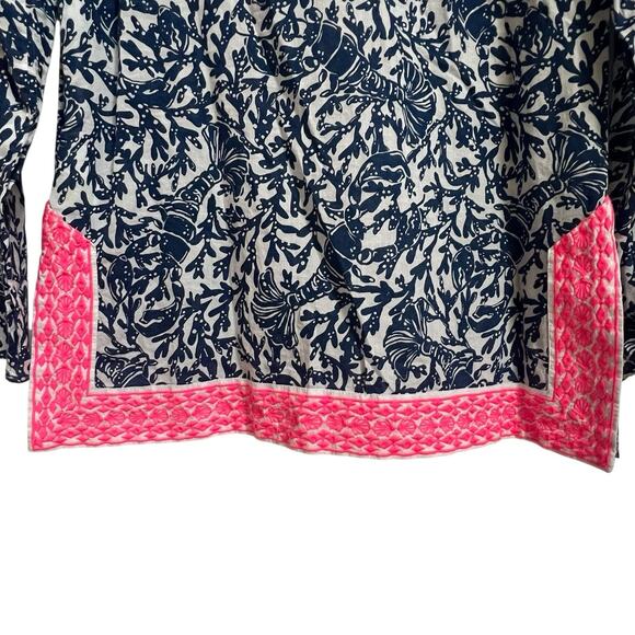 Lilly Pulitzer Ocean Cove Tunic Top Size M Oyster Bay Blue Krillin It - Picture 6 of 16